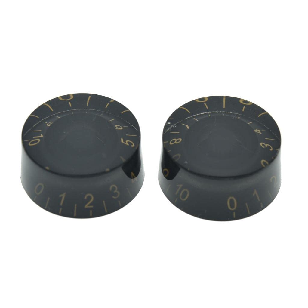 Kaish Set Of 4 Black With Gold Lettered Lp Guitar Speed Knob Guitar Control Knobs For Les Paul Sg