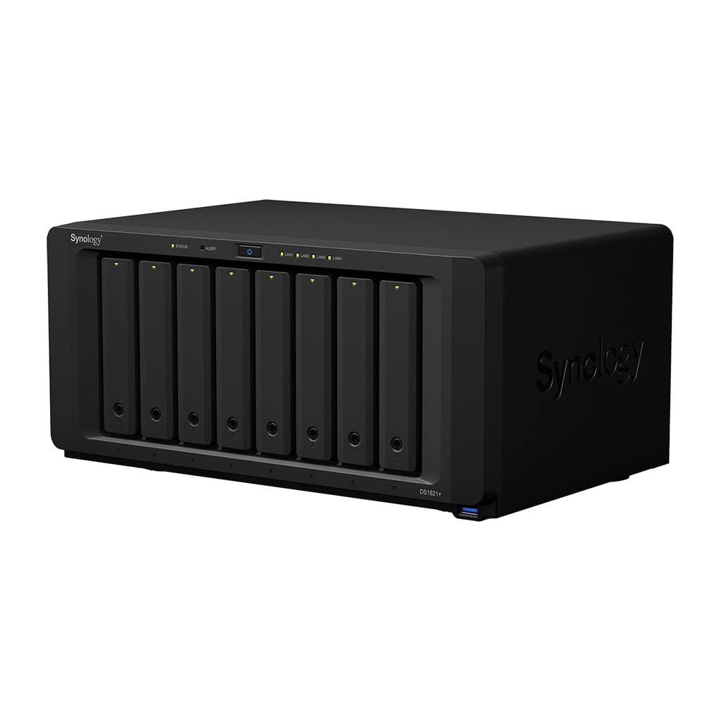 Synology Ds1821+ 8 Bay Diskstation Nas (Amd Ryzen V1500B Quad Core 2,2 Ghz 4 Gb Ddr4 Ecc Sodimm 4 X 1 Gbe Rj 45 Lan Port) 64Tb B