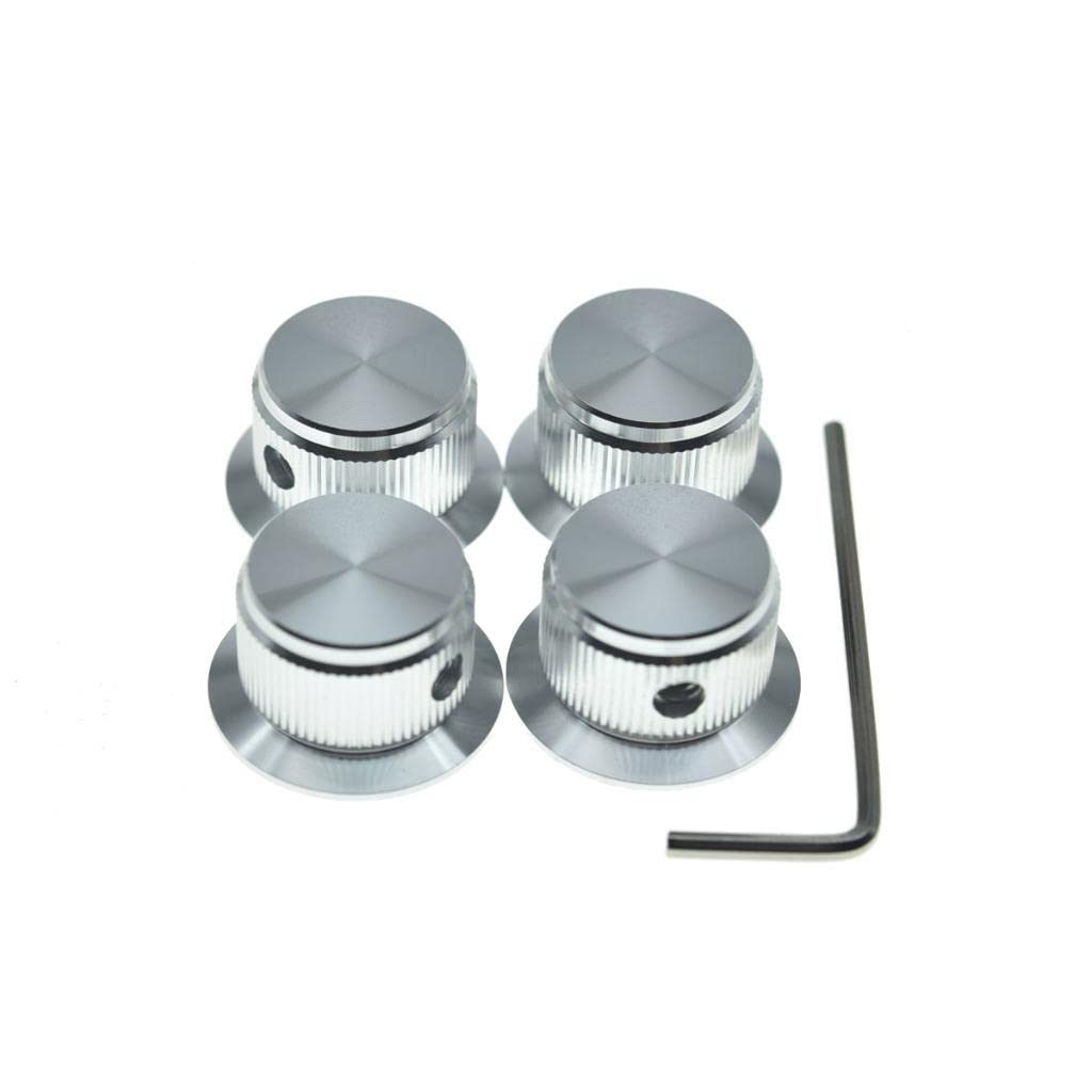 KAISH 4pcs Aluminium Potentiometer Knobs 1/4 Universal Top Hat Knobs Bell Control Knob with Set Screw for Guitar/Bass/AMPS/Pream