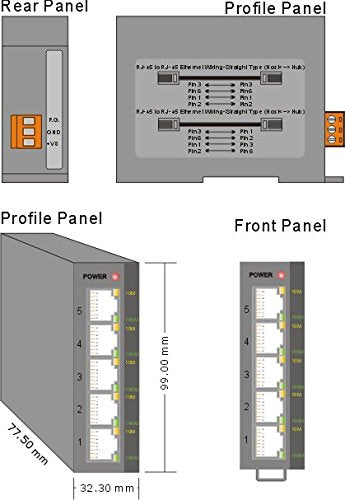 Icp Das Ns 205 10/100 Mbps Speed Unmanaged 5 Port Industrial Ethernet Switch With Din Rail Mount