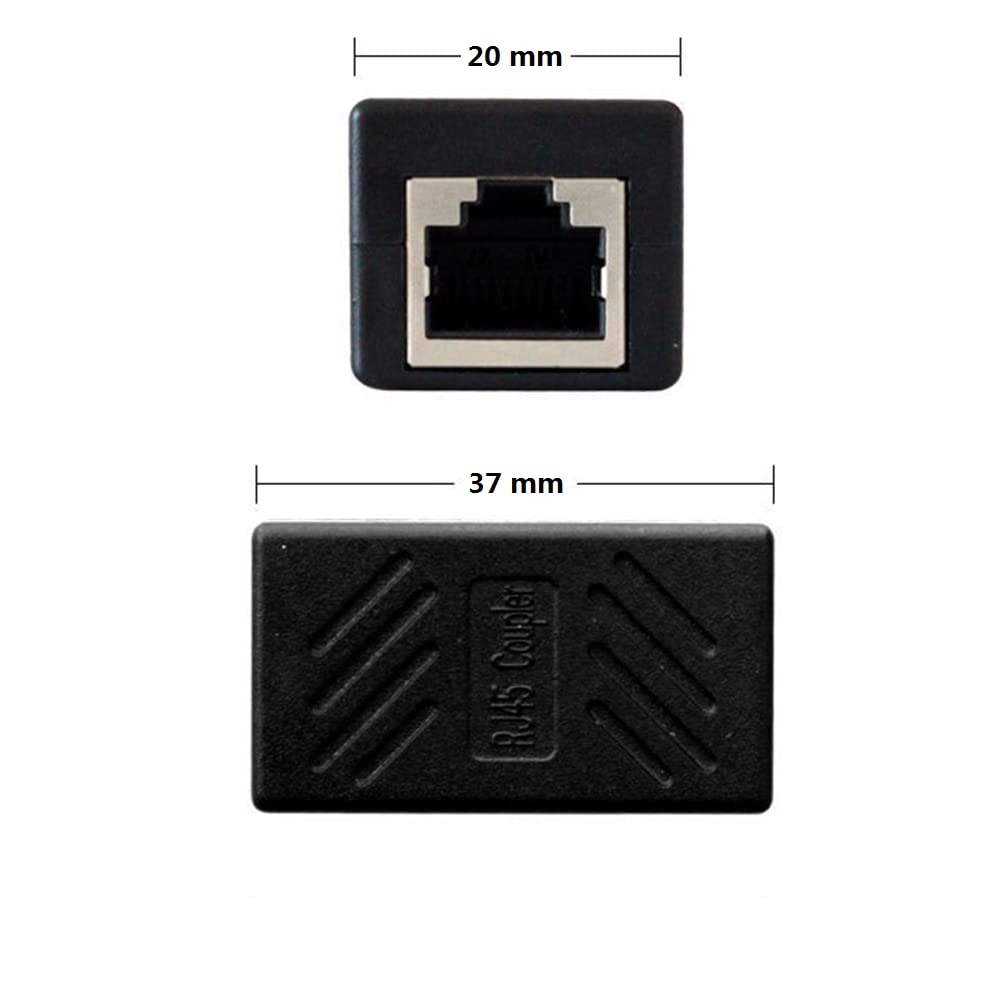Yoqxhy Rj45 Couplers,In Line Coupler Cat5 Cat5E Cat6 Cat7 Ethernet Cable 8P8C Extender Adapter Female To Female,(20 Pack)