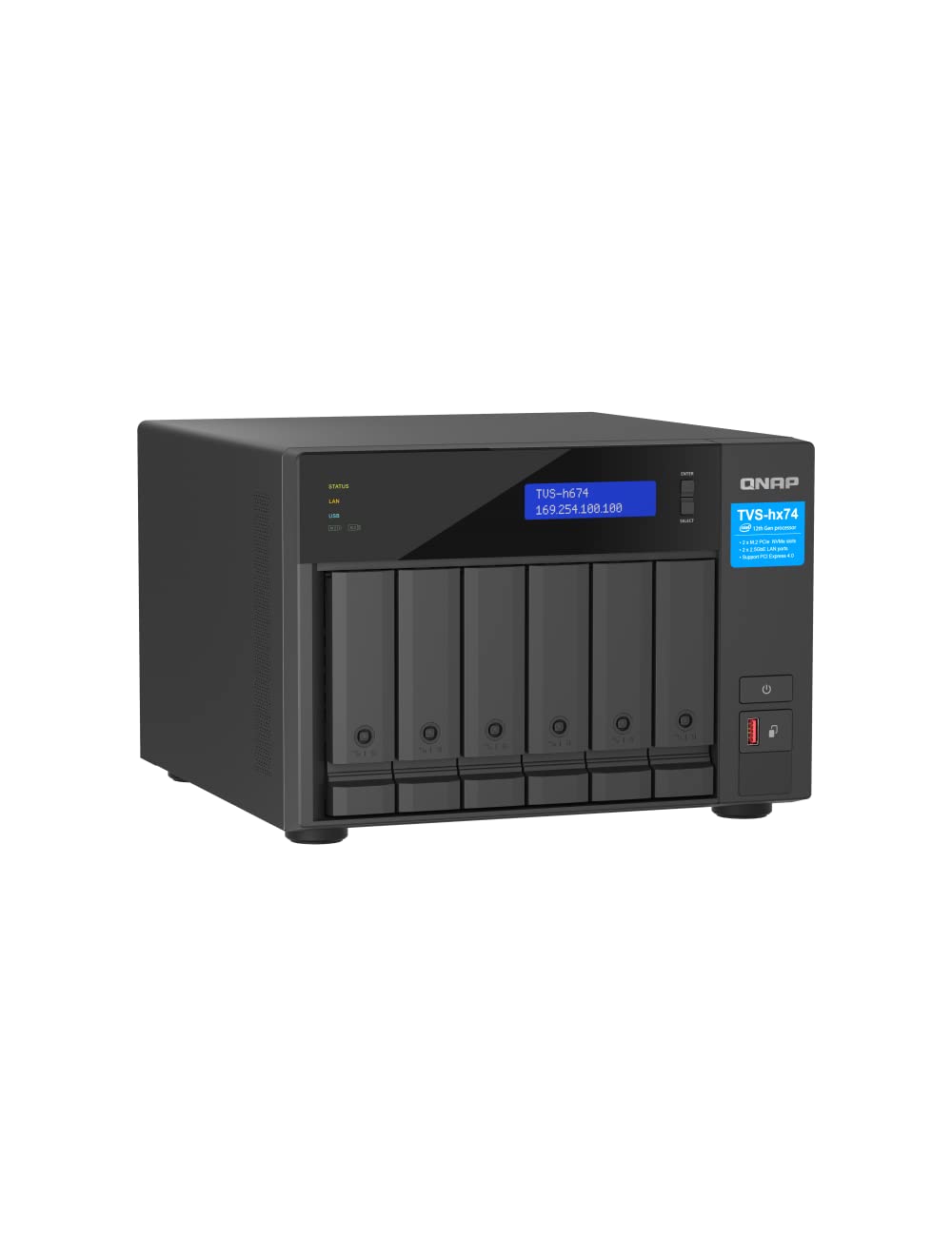 Qnap Tvs H674 I3 16G Us 6 Bay High Speed Desktop Nas With 12Th Gen Intel Core Cpu, Up To 64Gb Ddr4 Ram, 2.5 Gbe Networking And P