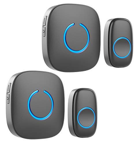 Wireless Doorbell By Sadotech � Waterproof Door Bells & Chimes � Over 1000 Foot Range, 52 Door Bell Chime, 4 Volume Levels With Led Flash � Wireless Doorbells For Home � Model C, 2 Pack (Mblack)