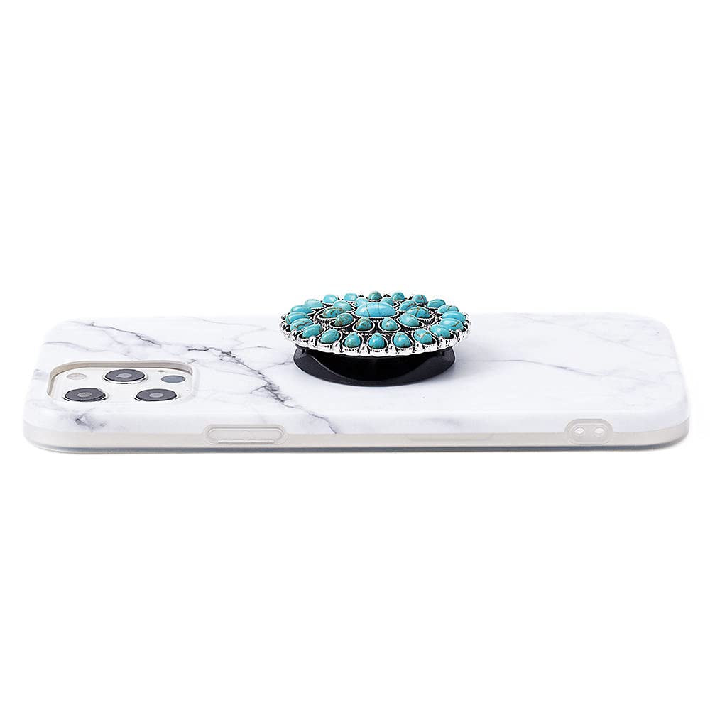 Turquoise Western Phone Grip Teal Marble Stone Phone Holder Uyh6