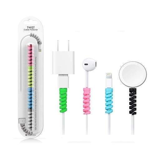 Dichkau Cable Protectors Pack Of 2 (8 Piece) Cable Spiral Protector  Compatiable For All Android Iphone Cables