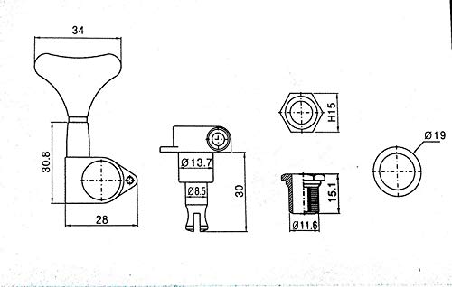 Guyker Guitar Bass Tuners (3R + 2L)   1:17 Ratio Headstock Sealed Tuning Key Pegs Machine Head Replacement For Electric Jazz Bas