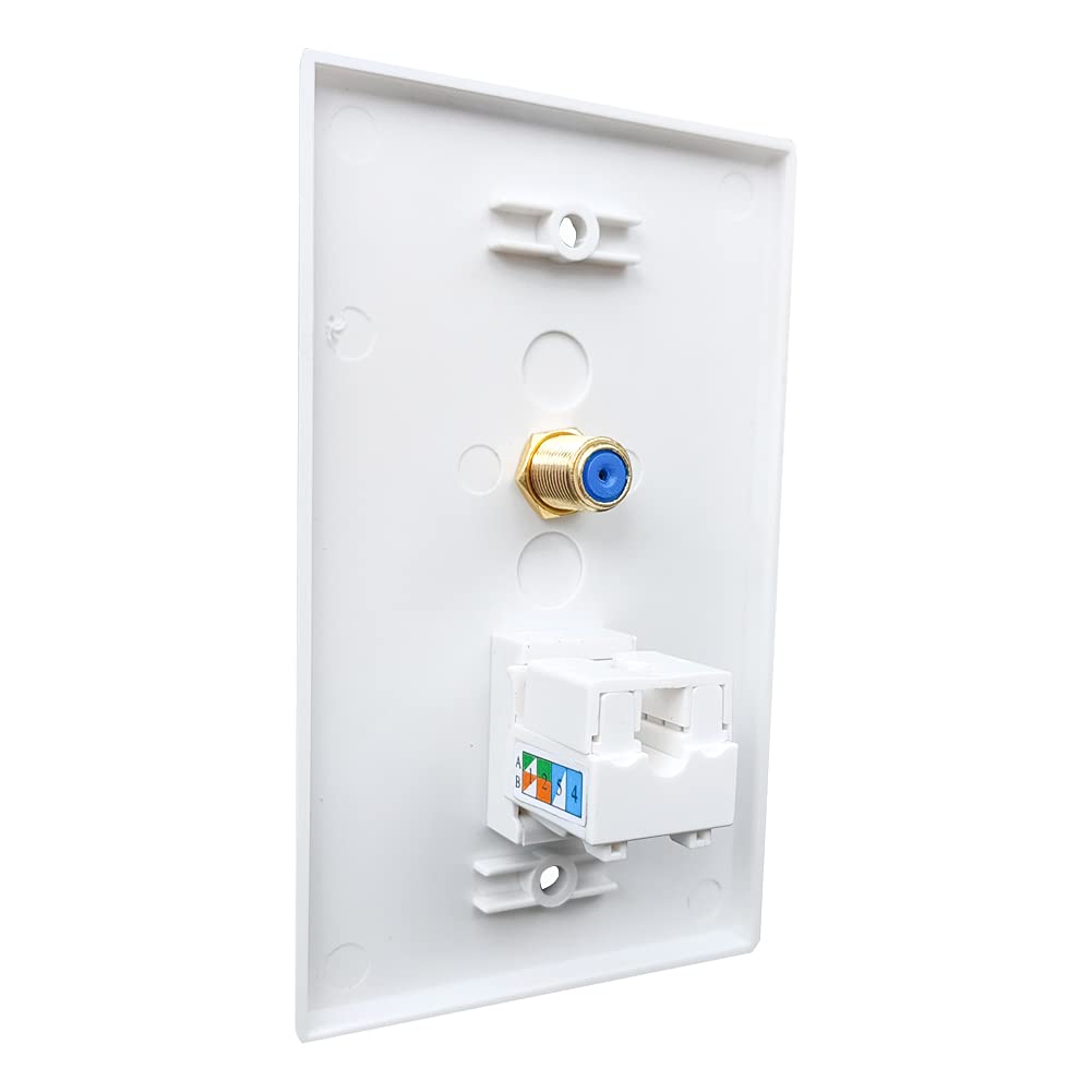 Boplat 90 Degree Cat6 Ethernet Coax Wall Plate Punch Down With Tool   Rj45 Coaxial Punchdown Cover Plate For Network And Coax Ca