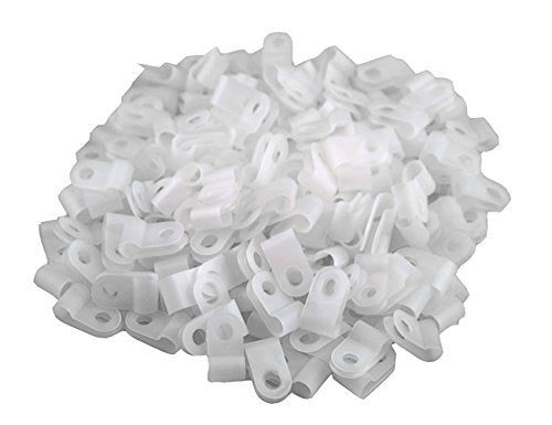 Xingyheng 200Pcs White Nylon R Type Cable Clips Fastener For 1/4 Inch (6.35Mm) Dia Wire Tube (Plastic Wire Cord Clip Fixer)