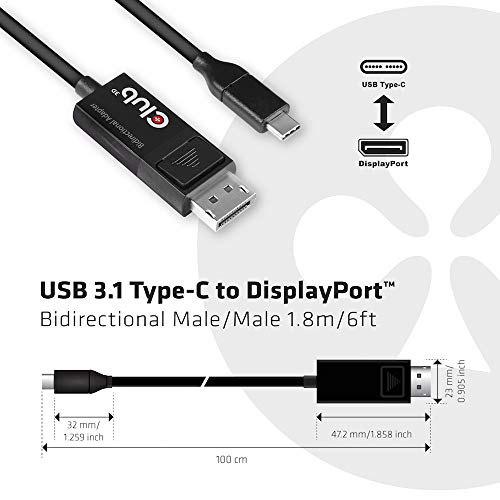Club 3D CAC-1557 USB-C to DisplayPort 1.4 Cable, 8K 60Hz & 4K 120Hz HDR, 1.8m (6