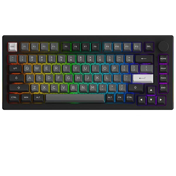Akko 5075B Plus Mechanical Keyboard 75% Percent Rgb Hot-Swappable Creamy Keyboard With Knob, Black & Silver Theme With Pbt Doubl