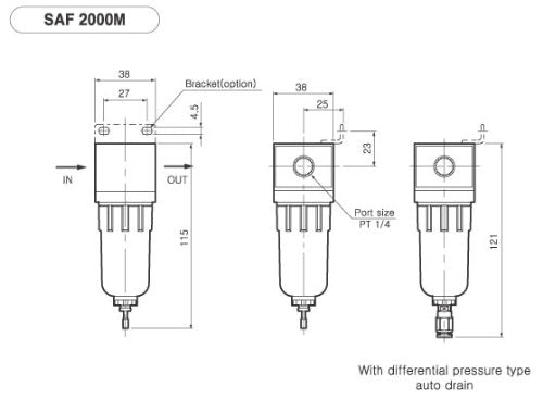 Pneumaticplus Saf2000M N02Bd Miniature Compressed Air Particulate Filter 1/4'' Npt   Poly Bowl, Auto Drain, Bracket