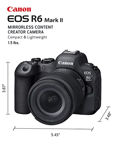 Canon EOS R6 Mark II Mirrorless Camera RF24 105mm F4 7.1 is STM Lens Kit, Full Frame Hybrid Camera, 24.2 Megapixel CMOS Sensor, Photo and Video Capabilities, Black