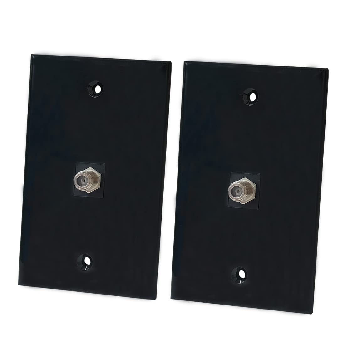 Boplat Coax Cable Wall Plate Grossy Black   1 Port Coaxial Tv Outlet Cover Plate 1 Gang For Cable Tv/Antenna(2 Pack)