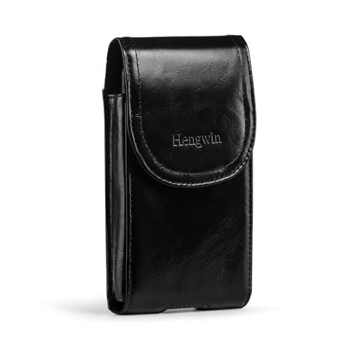 Hengwin Genuine Leather Phone Pouch Fits For Iphone 16 Pro Max 15 Plus 14 Pro Max Samsung Galaxy A54 A12 Note 20 9 8 S23 Plus S2