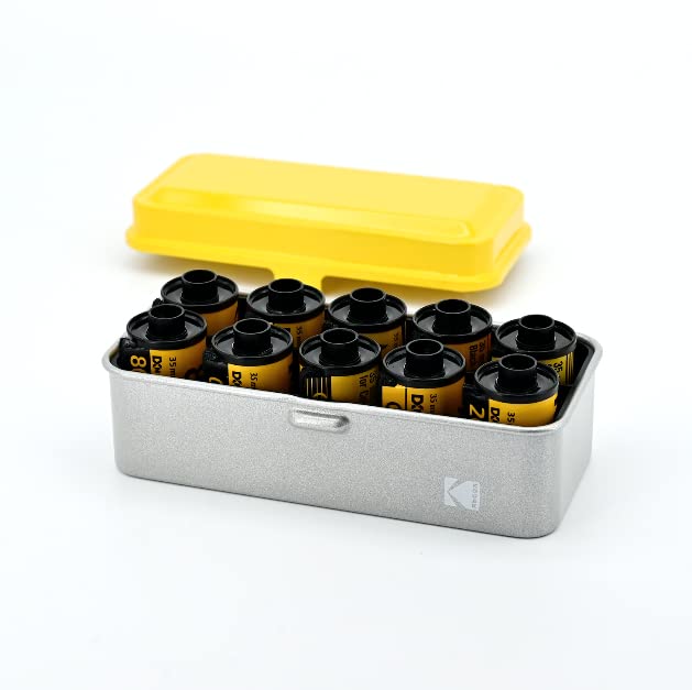 Kodak 120/135 Film Case   For 8 Rolls Of 120 Films / 10 Rolls Of 35Mm Films   Retro Steel Case To Sort & Safeguard Film (Yellow)