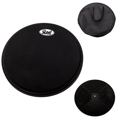 Paititi 8 Inch Silent Portable Practice Drum Pad Round Shape With Carrying Bag Black Color