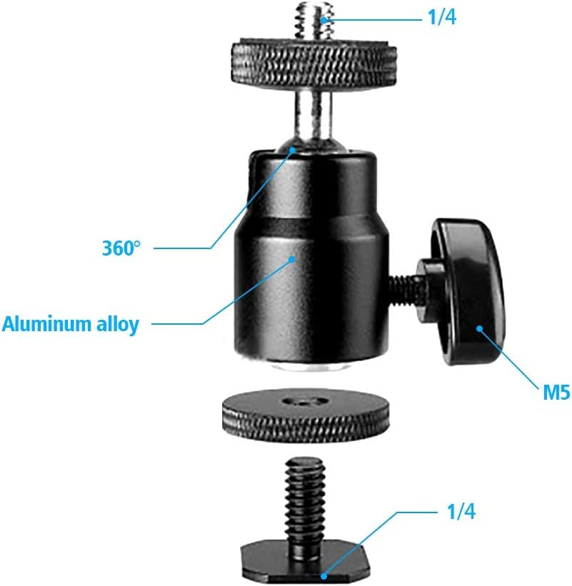 Slow Dolphin 2Pcs Photography C Clamp With Tripod Head, Adjustable Aluminum Alloy Clamp For Desktop, 2Pcs 360� Mini Ball Head Mount Camera Hot Shoe With 1/4� Thread For Dsl Camera,Monitor