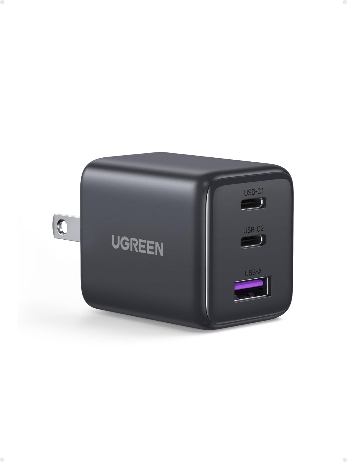 UGREEN 3-Port 30W USB C Charger, GaN II Compact iPhone Charger Fast Charging, Type C Power Adapter for iPhone 17/16/15 Series, G