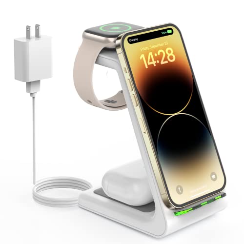 Wireless Charging Station For Apple - 3 In 1 Wireless Charger Stand Dock Watch And Phone Charger Station For Apple Watch 8/7/Se/