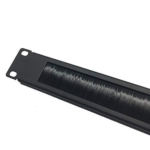 Qiaoyoubang 10 Pack 1U Horizontal Rack Mount Cable Management Panel With Cable Entry Brush For 19 Inch Rack Or Cabinet Black (1U