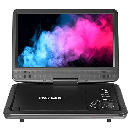 Iegeek Portable Dvd Player 12.5'', With 10.5'' Hd Swivel Screen, Car Travel Dvd Players 5 Hrs Rechargeable Battery, Region-Free 