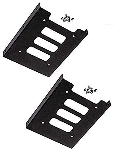 Imbaprice (Pack Of 2) 2.5 To 3.5 Bay Ssd Hdd Notebook Hard Disk Drive Black Mounting Bracket Adapter Tray Kit