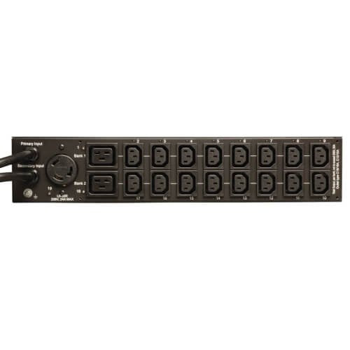 Tripp Lite 5.76Kw Single Phase Ats/Switched Pdu, Lx Platform Interface, 208/240V (16 C13, 2 C19 & 1 L6 30R) 2 L6 30P Inputs, 2U