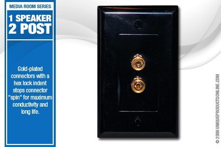 Unique Products Online Black Speaker Wall Plate 2 Post For 1 Speaker   Media Room Series
