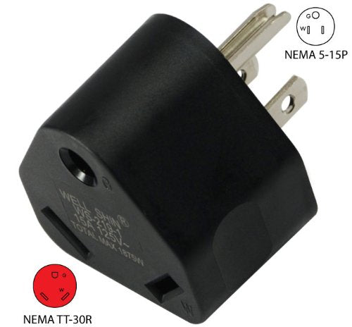 Conntek 14101 15A To Tt 30R Rv Plug Adapter , Black