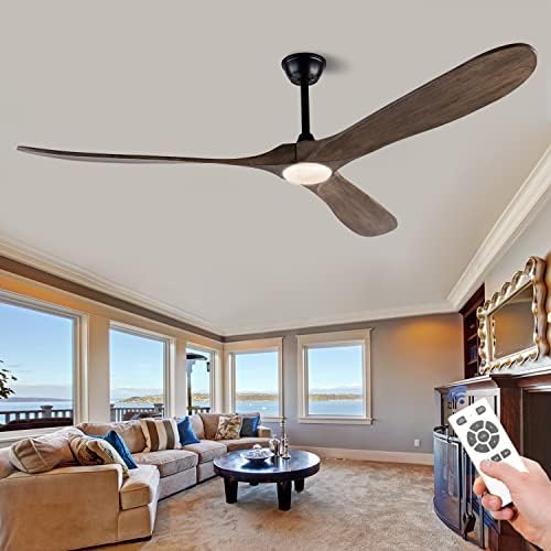 Bojue Ceiling Fans With Lights 72 Inch Indoor Outdoor Ceiling Fan,Wood Ceiling Fan With Remote Control & 3 Wood Blades For Patio