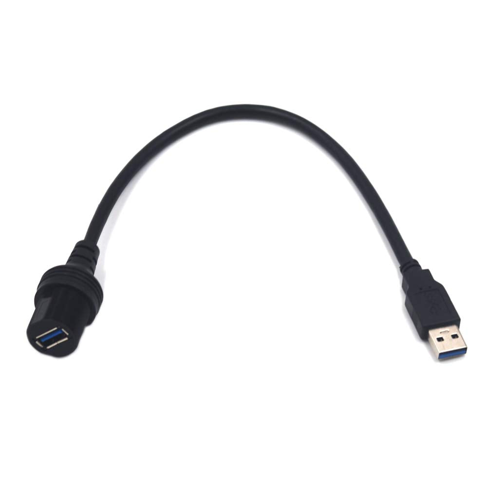 Kework 0.3 Meter Usb 3.0 Mount Cable, Usb Male To Female Flush Panel Mount Extension Cord For Car, Truck, Boat, Motorcycle Dashb