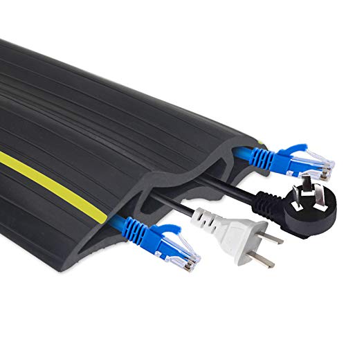 Heavy Duty Floor Cord Cover Cable Protector, 3 Channels Protect Cords And Prevent A Trip Hazard  Conceal Wires At Home, Office,