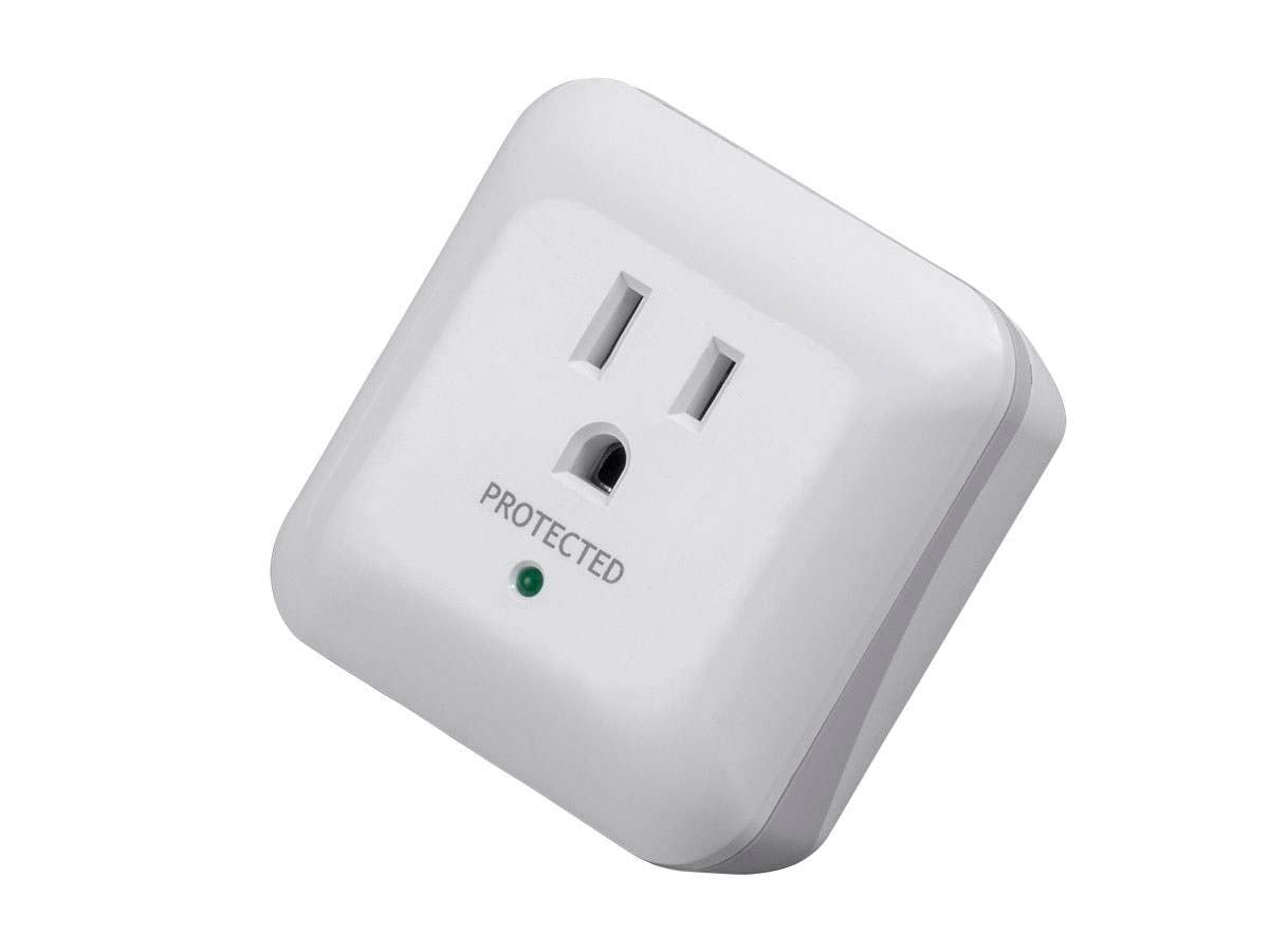 Monoprice Power & Surge   White | 1 Outlet Surge Protector With End Of Service Alarm, 900 Joules 15A / 125V / 1875W, 10Db To 60D