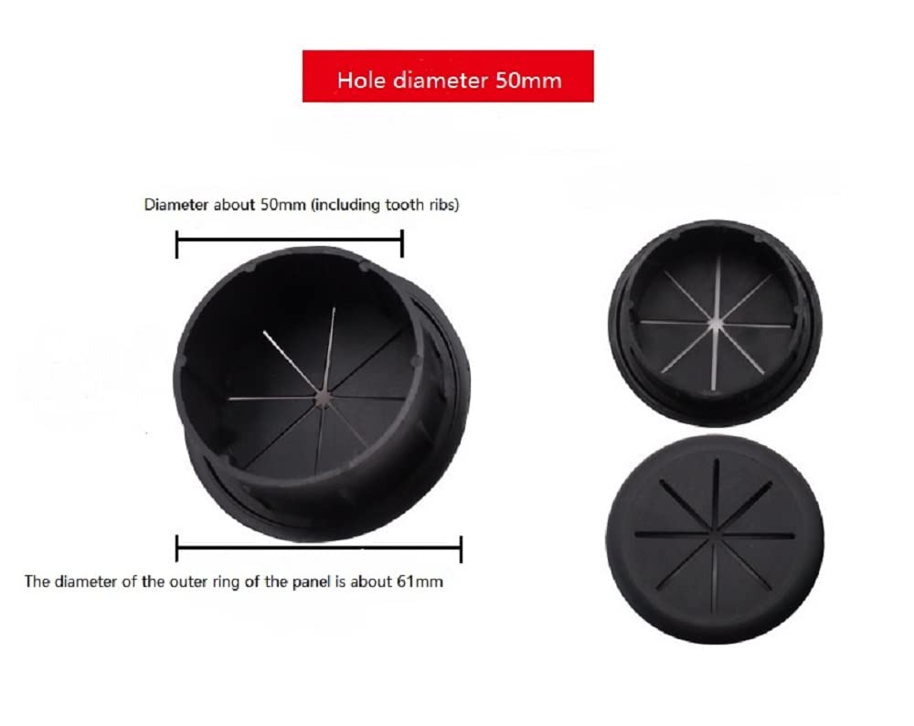 2Pcs 2Inch (50Mm) Desk Cord Grommets Wire Cable Hole Cover For Office Pc Desk Cable Cord Cover Black (Black  2Pcs)