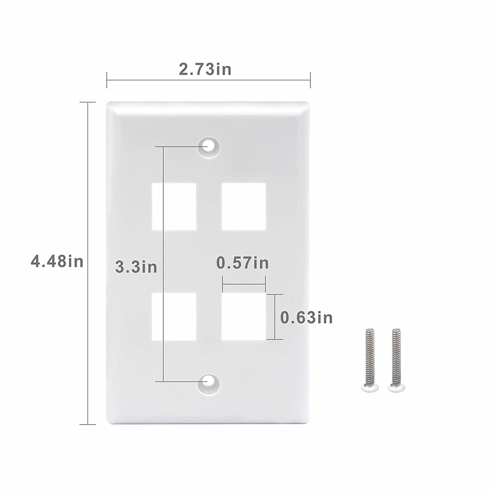 VCE 4 Port Keystone Wall Plate UL Listed (10-Pack), Single Gang Wall ...
