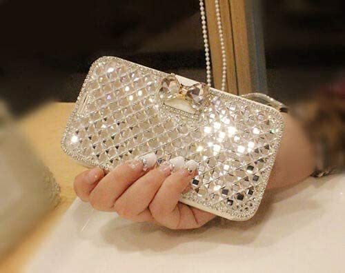 Shinyzone Bling Diamond Wallet Case For Moto G Pure,3D Handmade Sparkle Crystal Sturnning Stones Magnet Bowknot Buckle Flip Foli