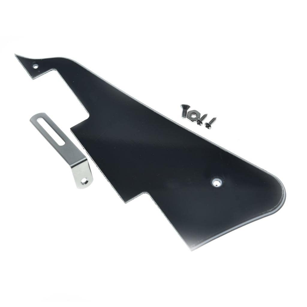 Dopro Lp Guitar Pickguard And Lp Stainless Steel Bracket With Chrome Steel Mounting Screws For Usa Les Paul Black 3Ply