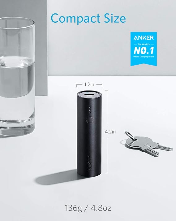 Anker Powercore 5,000Mah Portable Charger, Ultra Compact 5K External Battery With Fast Charging Technology, Power Bank For Iphon
