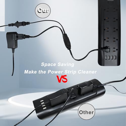 Outdoor Extension Cord With Multiple Outlets,2 Prong Extension Cord 1 To 2 Y Splitter 3.28Ft/1Meter,90 Degree Male/Female Power