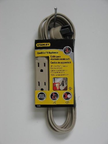 Stanley 31125 Cordmax9 Appliance, Grounded 9Ft 3 Outlet Low Profile Indoor Extension Cord, Beige