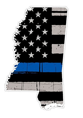 Mississippi State (U25) Thin Blue Line Vinyl Yeti Tumbler Decal Sticker Laptop/Netbook 3'' Inch   By Customdecal Us