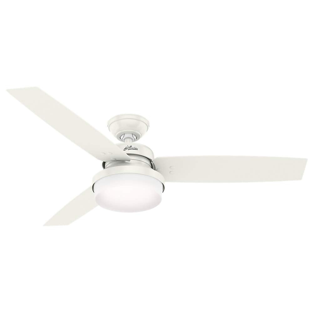 Hunter Sentinel Indoor Ceiling Fan With Led Light And Remote Control, 52'', White