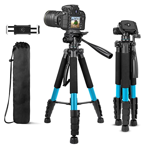 Aureday 74 Camera Tripod With Travel Bag,Cell Phone Tripod With Wireless Remote And Phone Holder, Compatible With Dslr Cameras,C