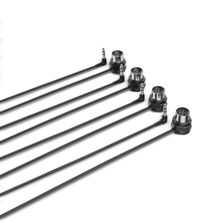 CME TRS MIDI Cable 4-Pack - TRS Type A (3.5mm - 1/8   ) to 5-pin DIN, 3FT / 90CM, Low-Profile - Right Angle Ultra-Thin Plugs for