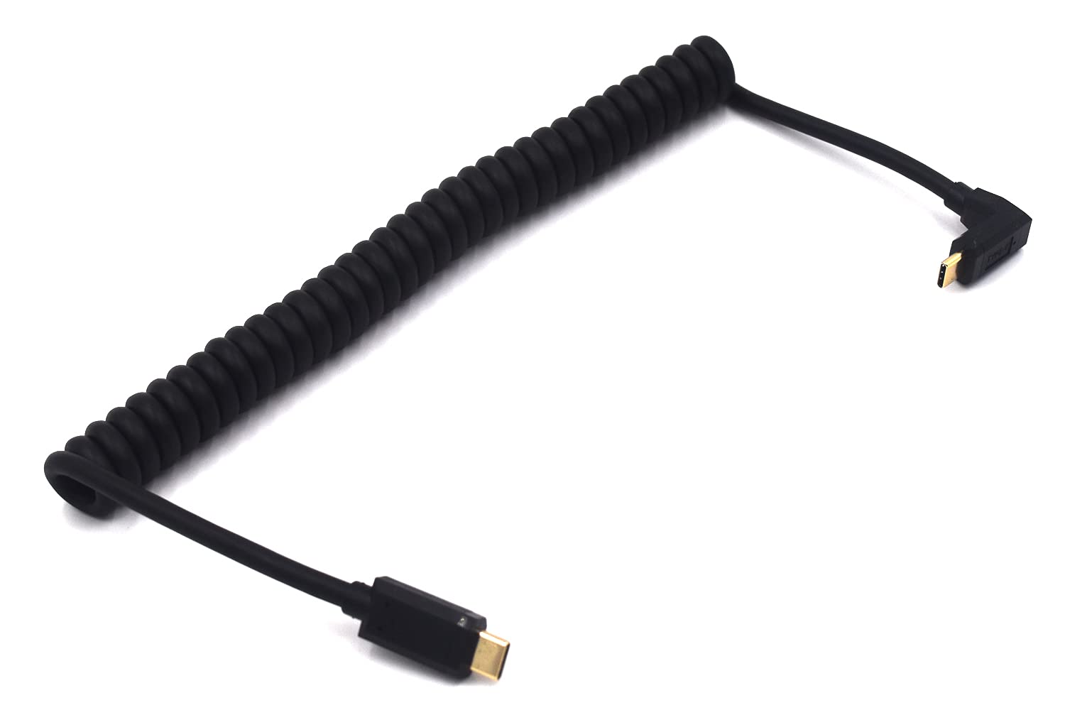 Kework Coiled Usb 3.1 Type C Cable, Usb C Male To 90 Degree Up & Down Angle Usb C Male Coiled Spring Spiral Cable, 3A & 10Gbps S