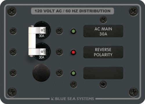 Blue Sea Systems 8029 Panel Ac Toggle/1 Blank Traditional Metal Panel   Ac Main + 1 Positions