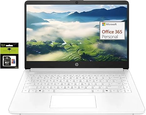 Hp 14'' Lightweight Student-Laptop, Intel Quad-Core 16Gb Ram 320Gb Storage (64Gb Emmc + 256Gb Ghost Manta Sd Card) Computer Lapt
