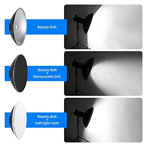 Neewer 21.6''/55Cm Metal Beauty Dish Bowens Mount Reflector With White Diffuser, Honeycomb Grid For Strobe Flash Video Light Com