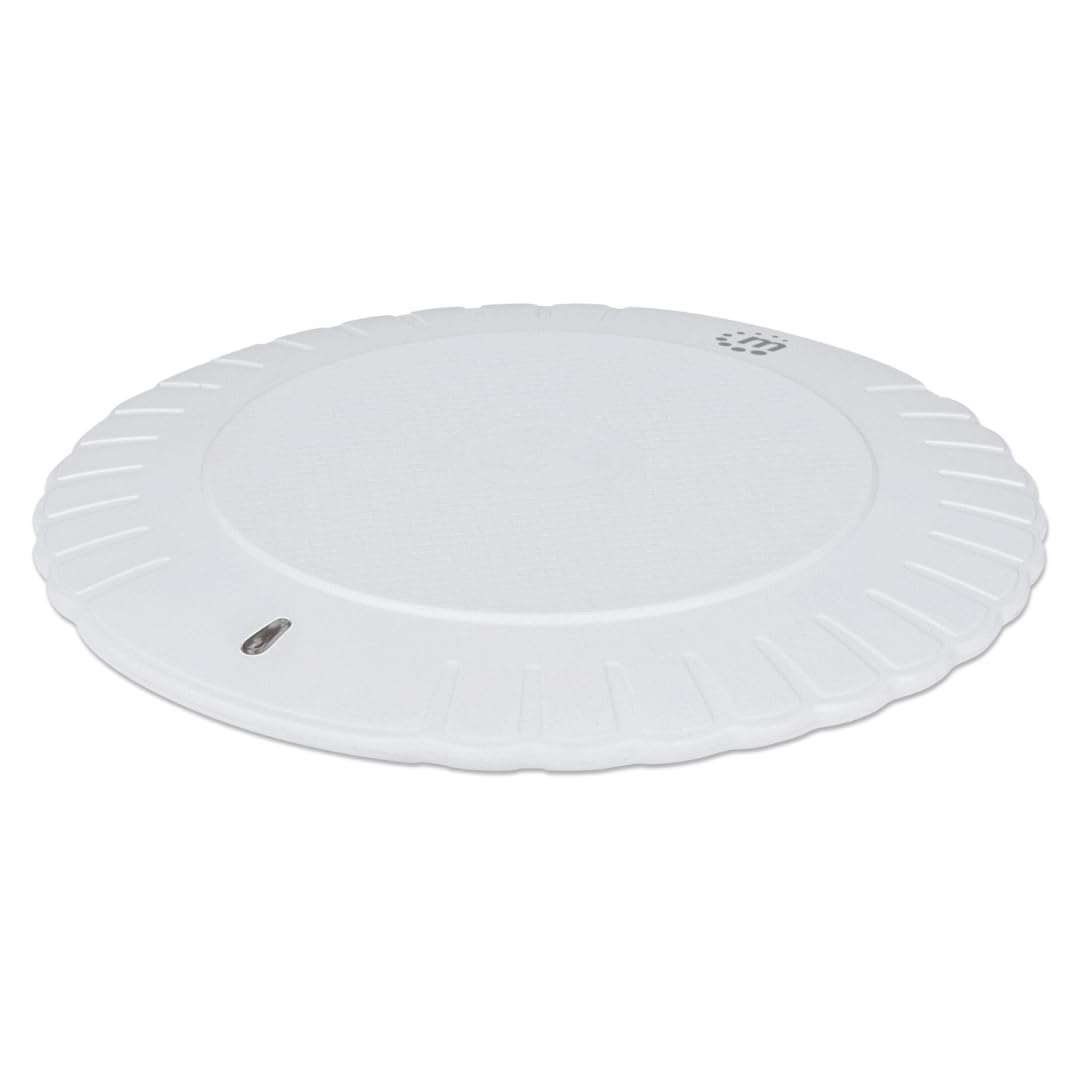 Manhattan Wireless Induction Charger 5W QiTM Certified Wireless Charger Safe Charging with 5W (5V/1A) Round Charging Pad White