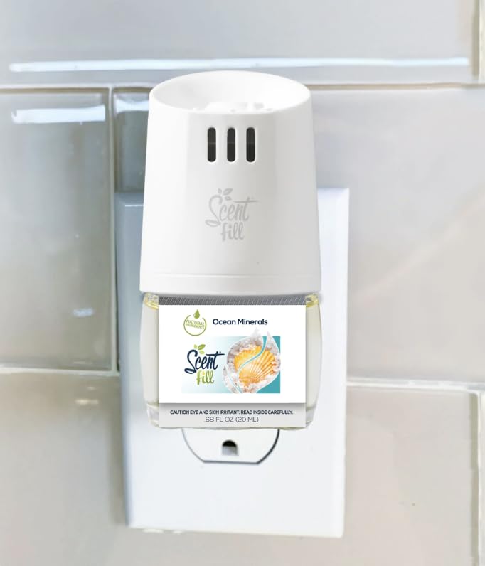 Scent Fill Ocean Minerals Plug In Air Freshener, Scented Oil Refills, 4 Plug In Refills   Air Fresheners For Home, Bathroom, Kit